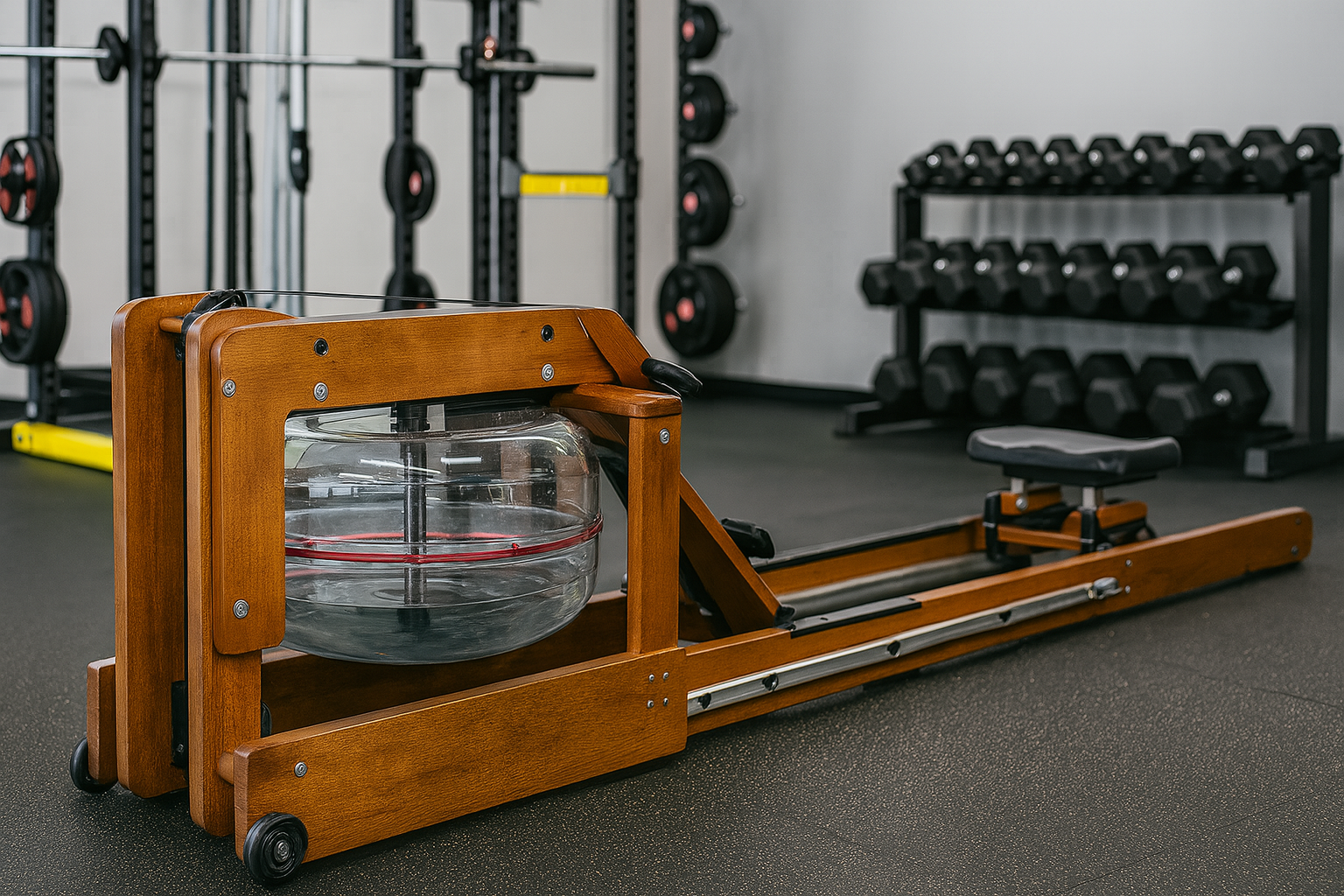 Compact Solid Wood Rowing Machine