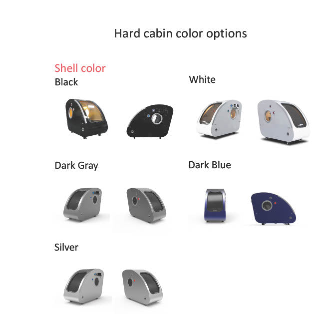 Hard cabin color options with shell color labels on a white background