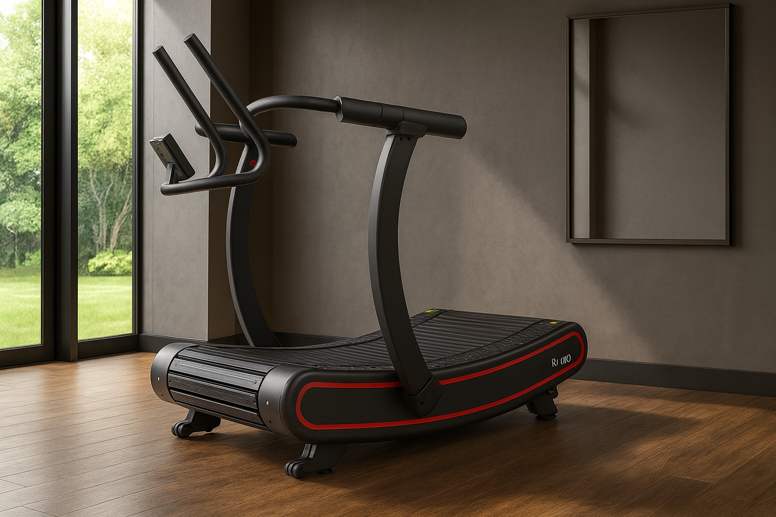 R1000 Curved Resistance Treadmill Self Powered Magnetic Resistance 8 Level Exclusive Deck Design by MedEq Fitness