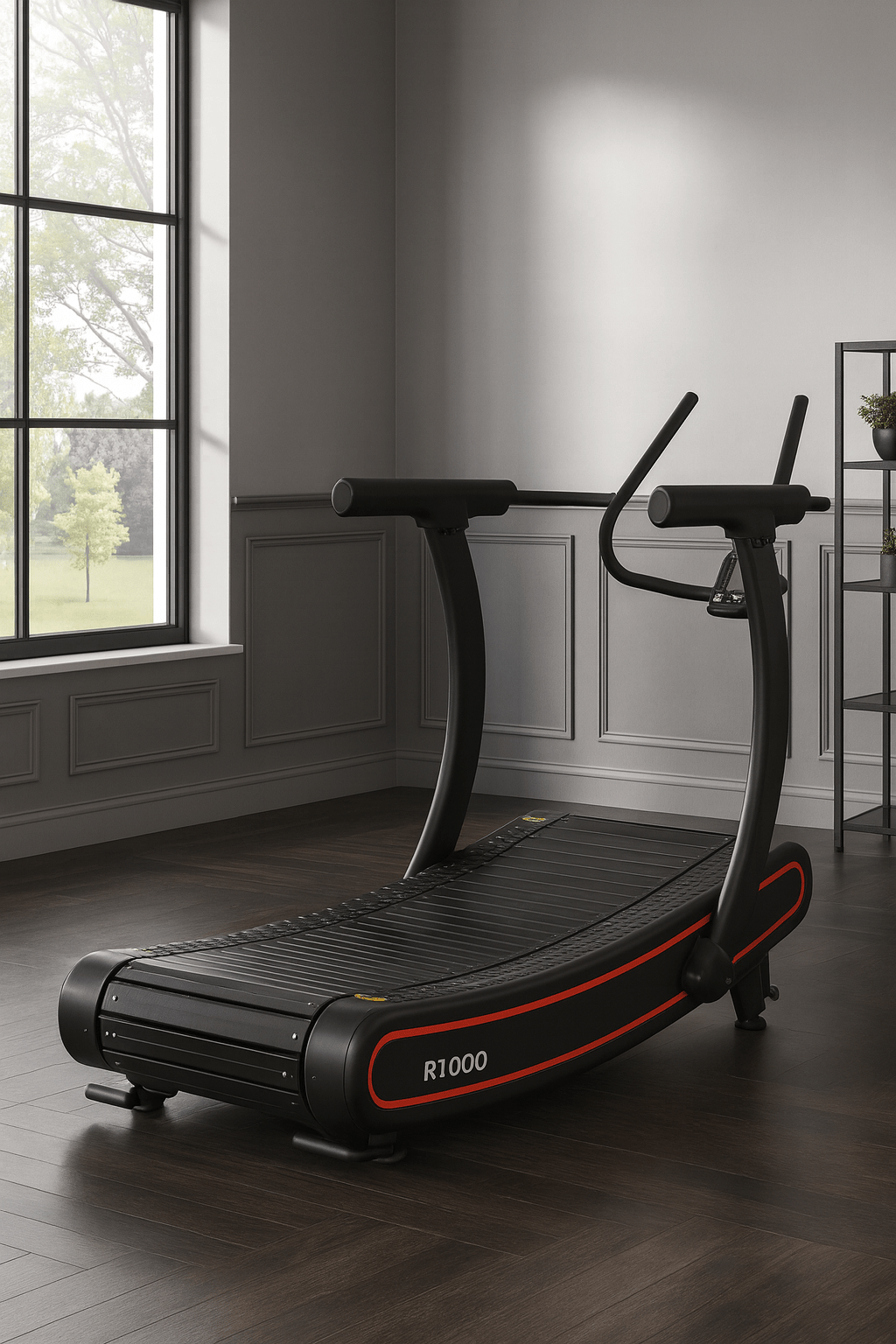 R1000 Curved Resistance Treadmill Self Powered Magnetic Resistance 8 Level Exclusive Deck Design - MedEq Fitness