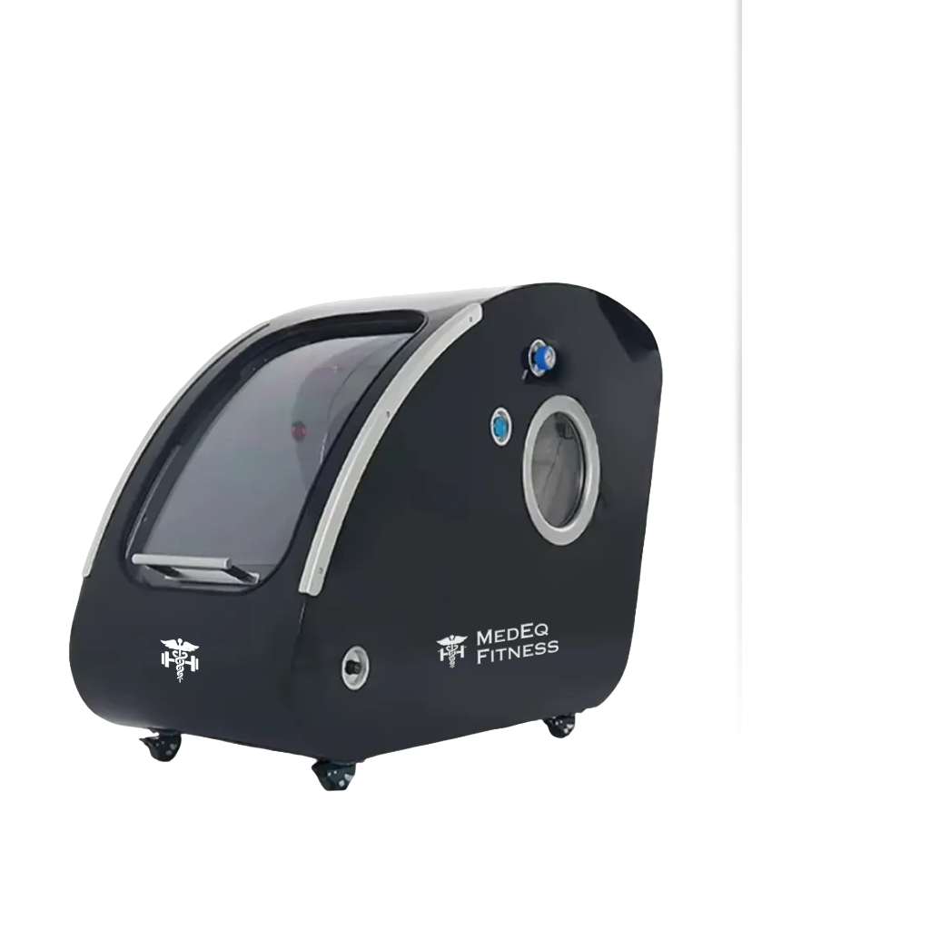 Black and gray machine with 'Medeq Fitness' branding on a white background