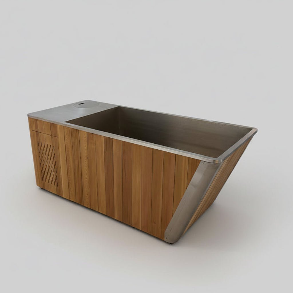 Wood/Stainless Steel Plunge Pool With Integrated Chiller/Heater - MedEq Fitness