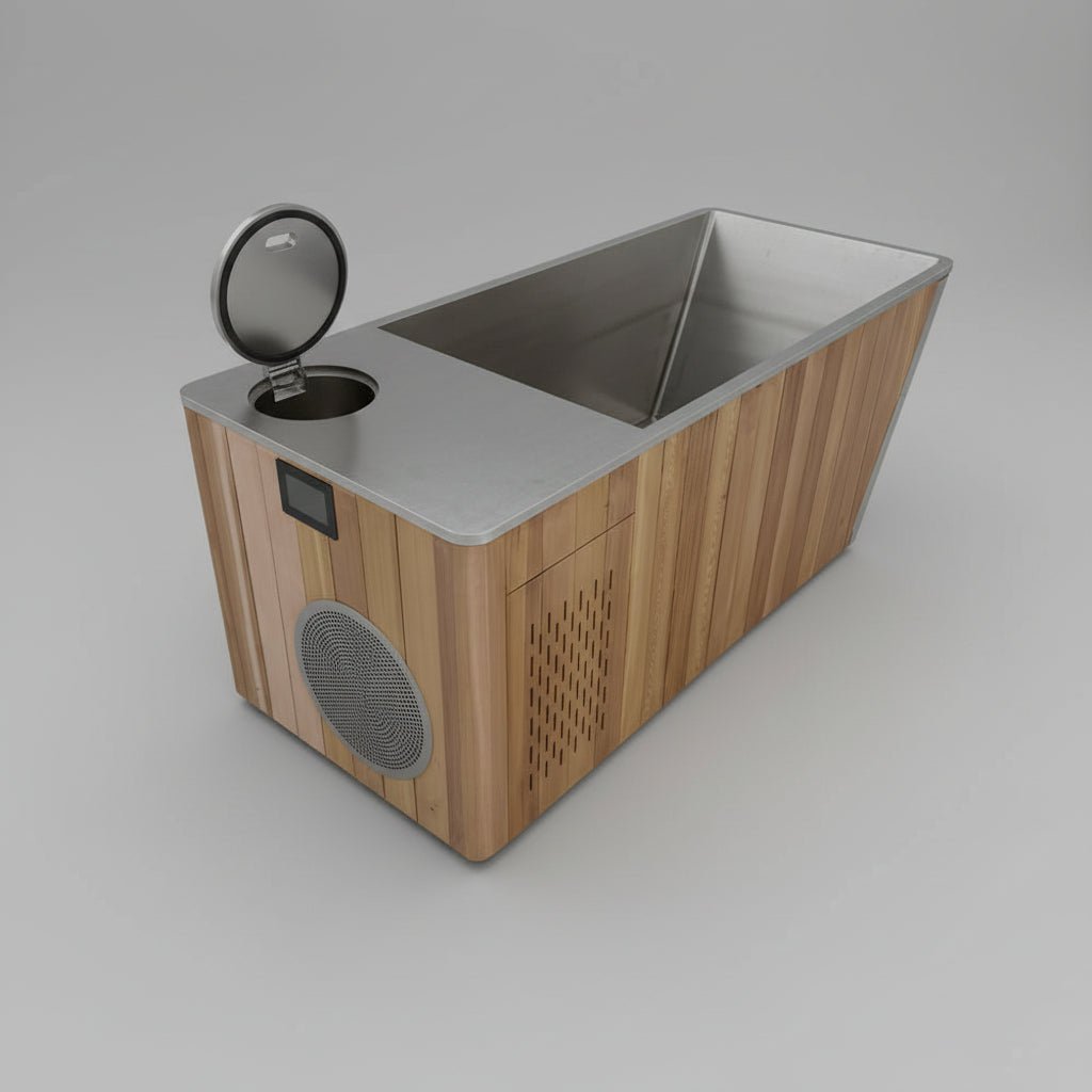 Wood/Stainless Steel Plunge Pool With Integrated Chiller/Heater - MedEq Fitness
