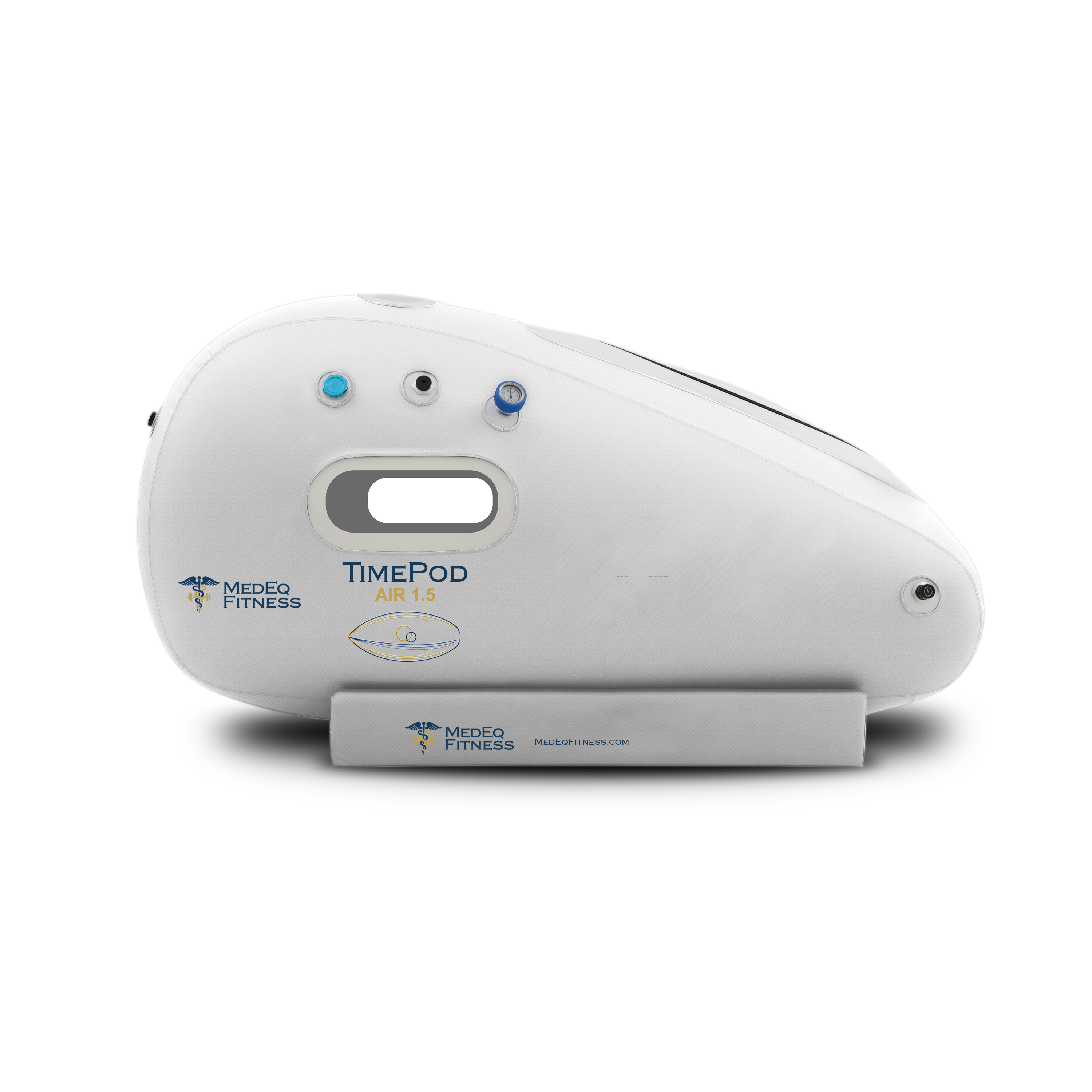 White device labeled 'TimePod' with 'Medeq Fitness' branding on a white background