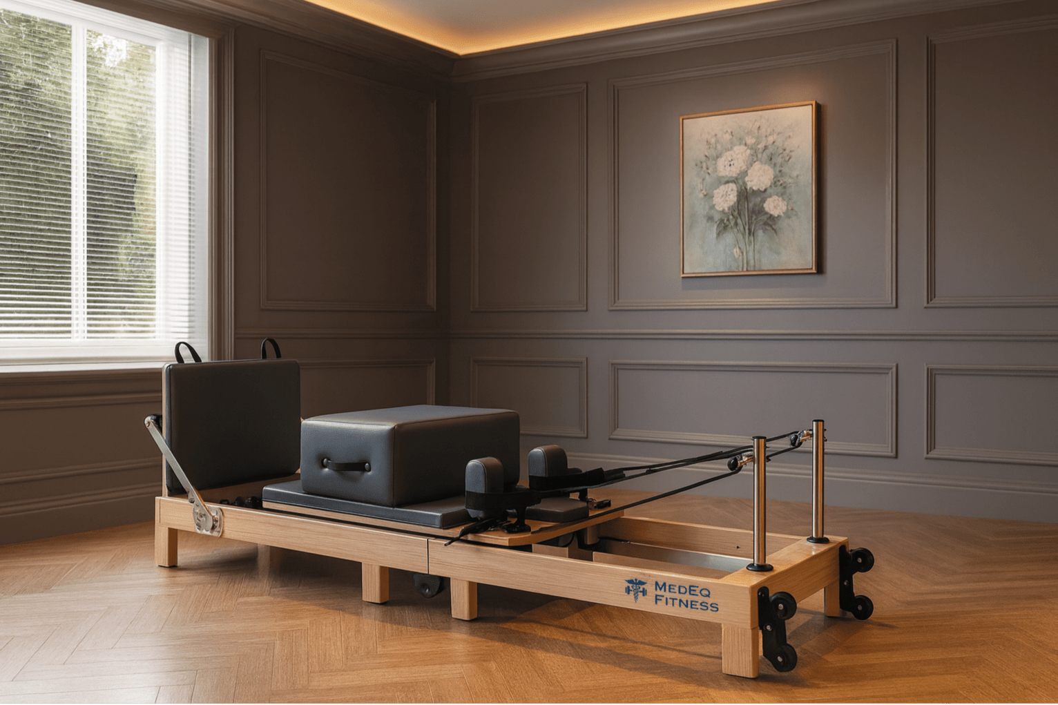 Folding Professional Solid Wood Pilates Reformer - MedEq Fitness