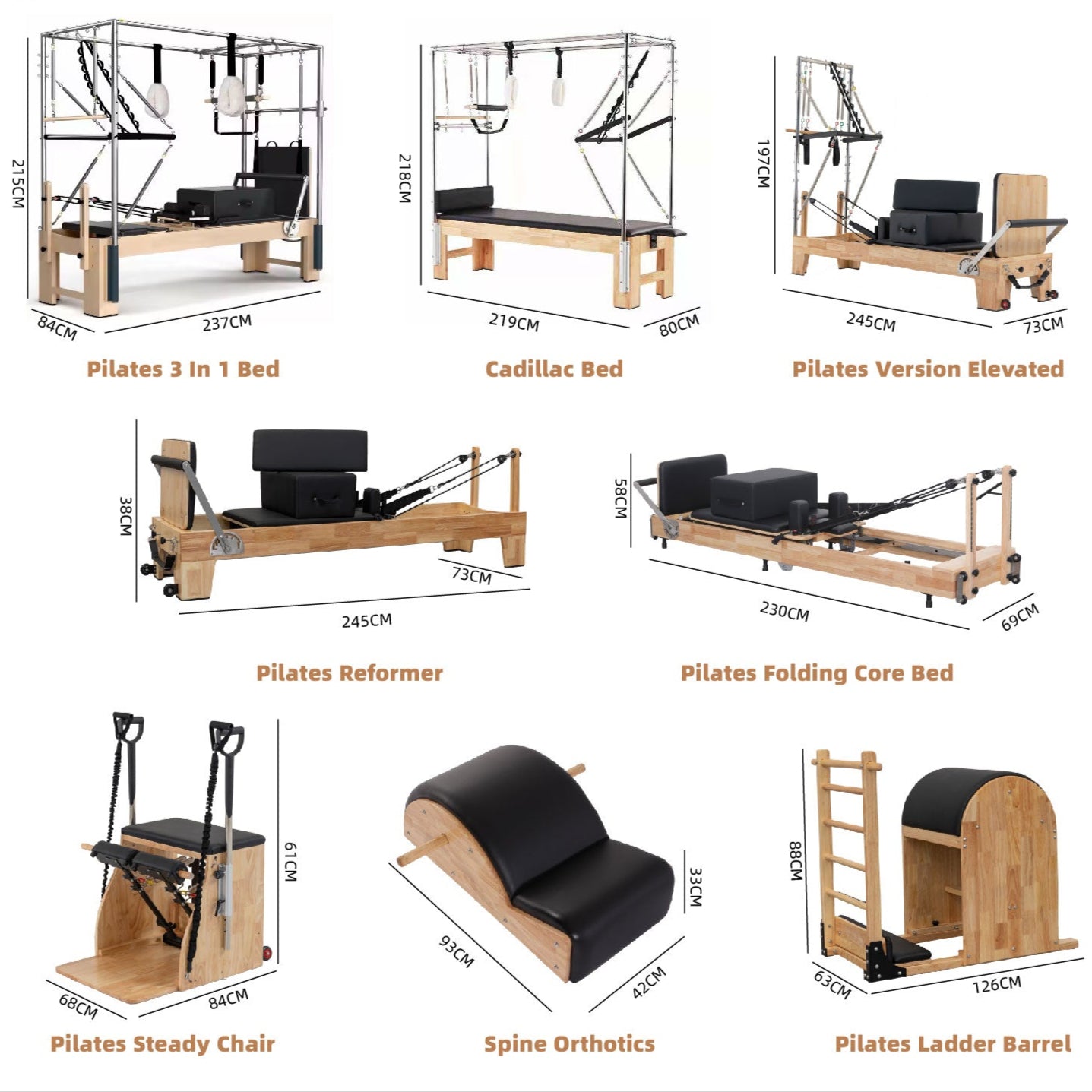 Folding Professional Solid Wood Pilates Reformer - MedEq Fitness