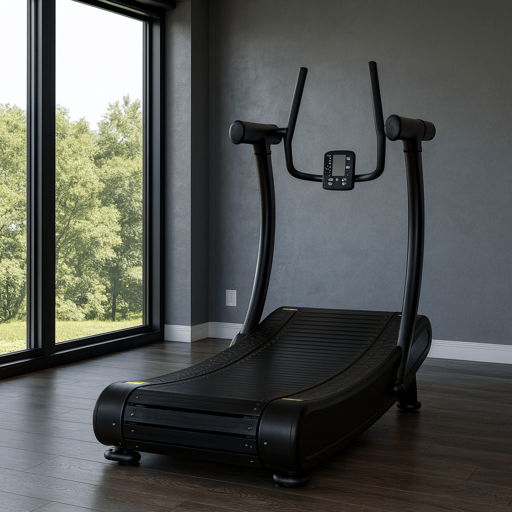 R1000 Curved Resistance Treadmill Self Powered Magnetic Resistance 8 Level Exclusive Deck Design - MedEq Fitness