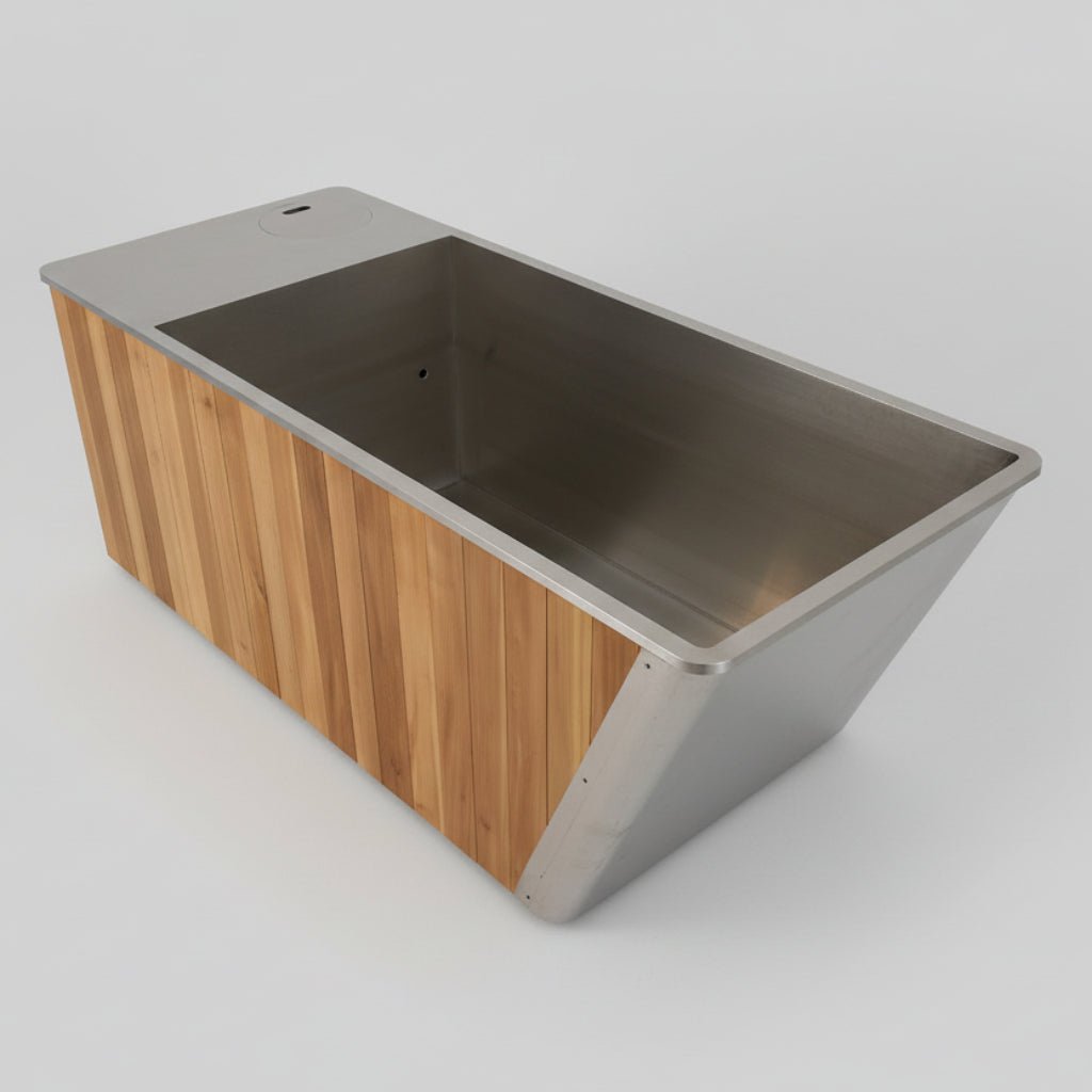 Wood/Stainless Steel Plunge Pool With Integrated Chiller/Heater - MedEq Fitness